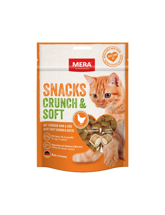 Kattgodis mera crunch & soft med Kyckling och ost, 200g - mera Petfood