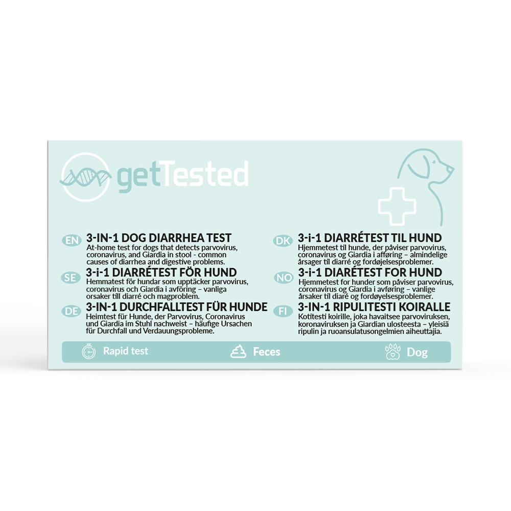 Hemmatest 3 - i - 1 diarrétest för hund – CPV, CCV & Giardia - getTested