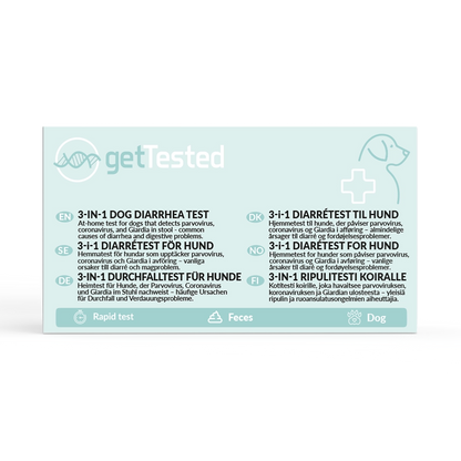 Hemmatest 3 - i - 1 diarrétest för hund – CPV, CCV & Giardia - getTested