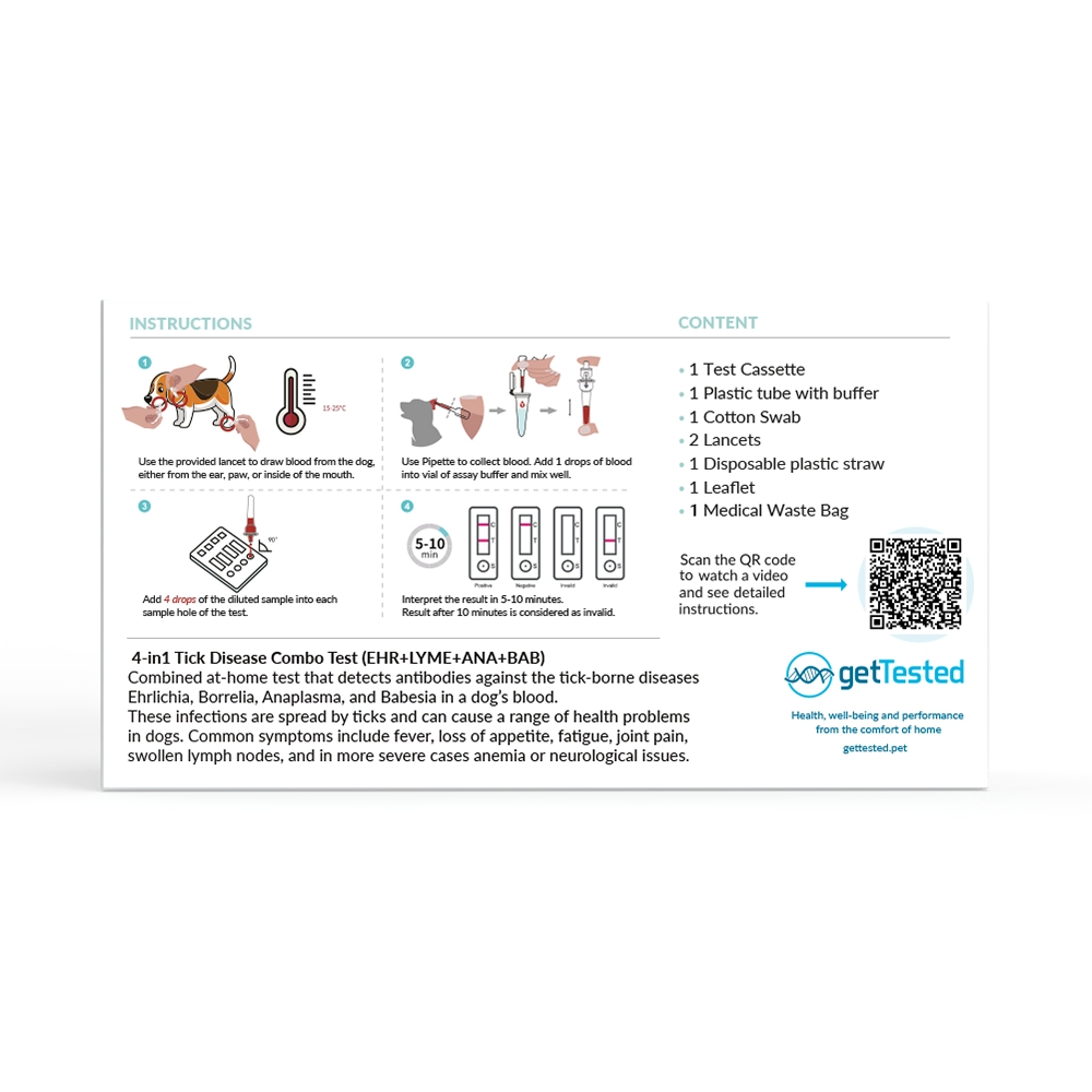 Hemmatest 4 - i - 1 fästingtest hund - getTested