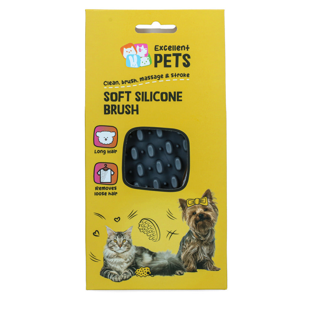 Excellent Pets 4 - i - 1 silikonborste för lång päls - Mera Petfood