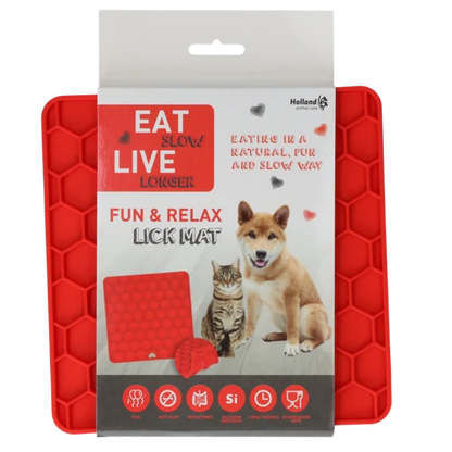 Fun & Relax slickmatta till hund och katt Honeycomb - Eat Slow Live Longer - Röd - EATS060A