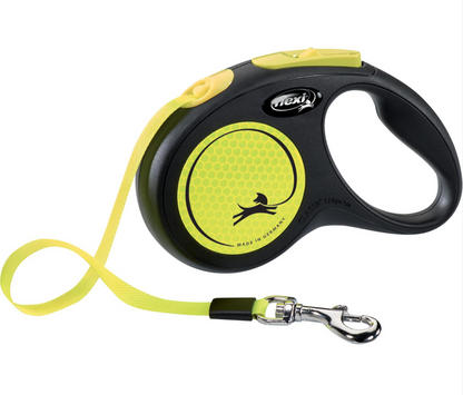 Flexi New NEON hundkoppel med band 5 m