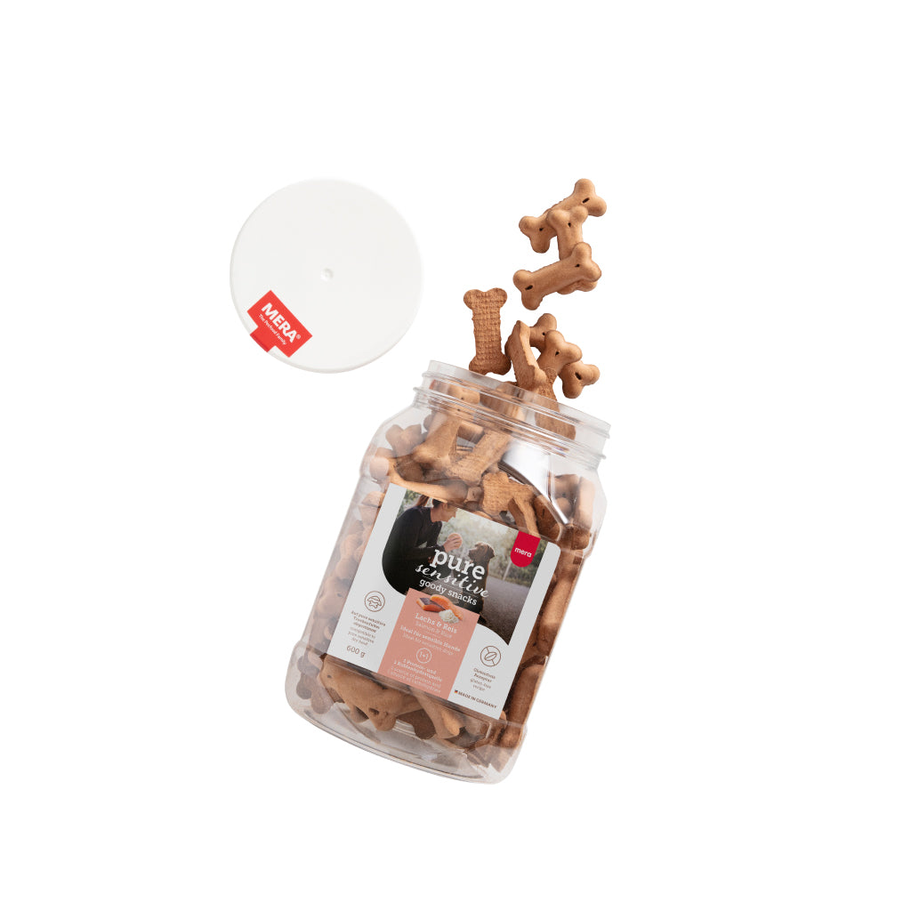 Ekonomipack 6x600g mera Goody snacks Lax och ris