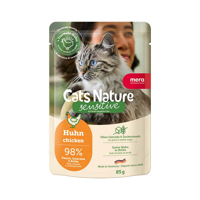 12x85 g Våtfoder mera Cats Nature Sensitive Chicken mono - protein - mera Petfood