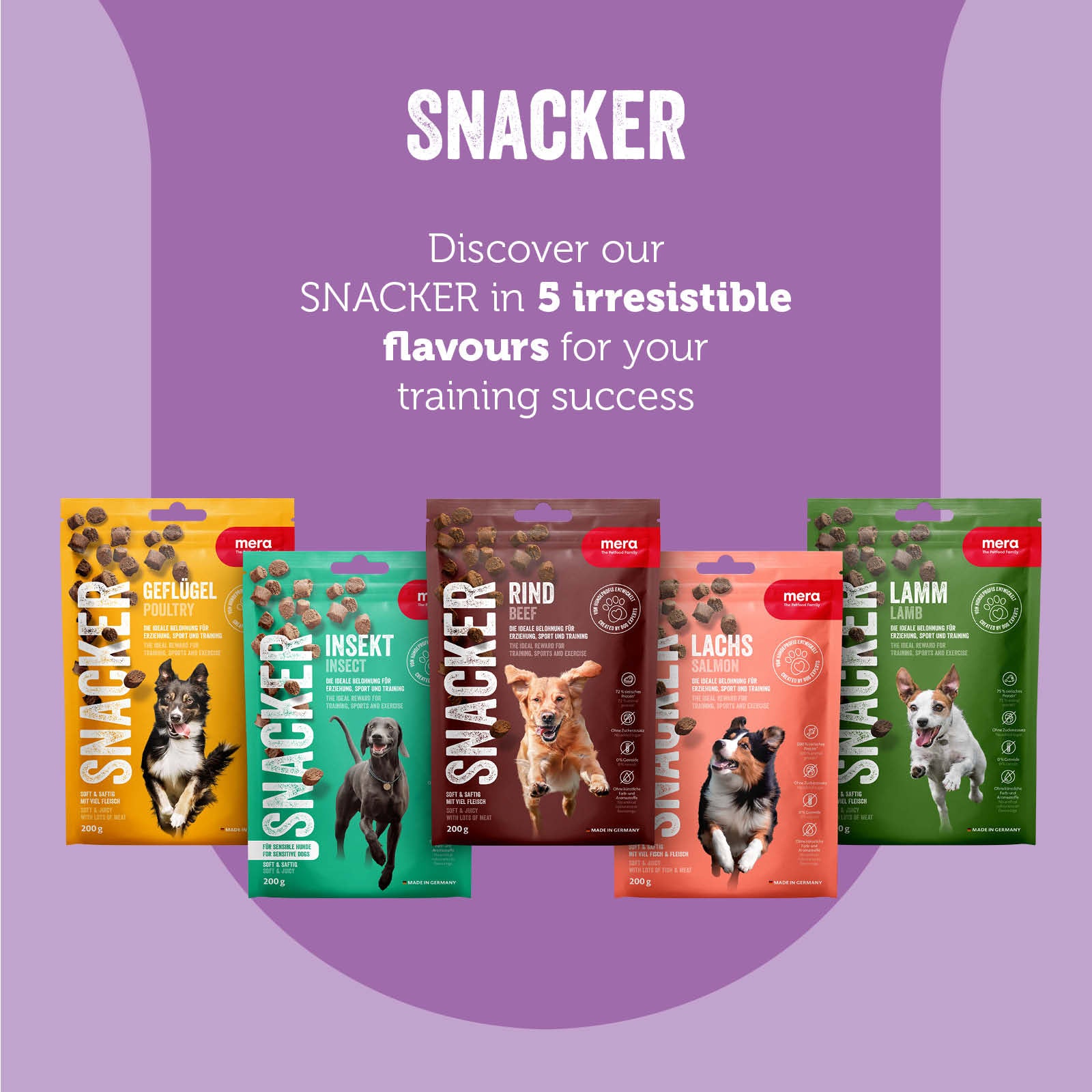 mera Snacker Nötkött 200g - mjukare träningsgodis - mera Petfood
